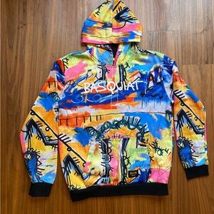 Reason Basquiat Hoodie Men’s Medium Multicolor Abstract Art Graphic Pullover